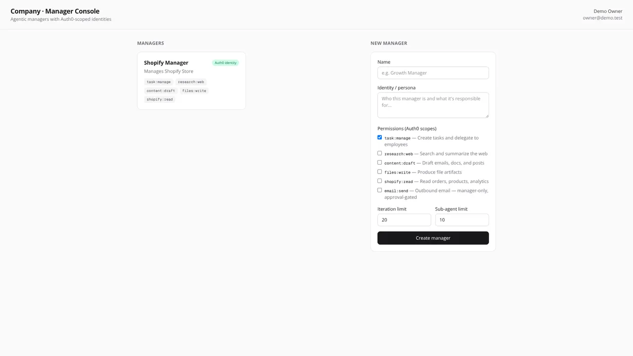 Screenshot of Company AI