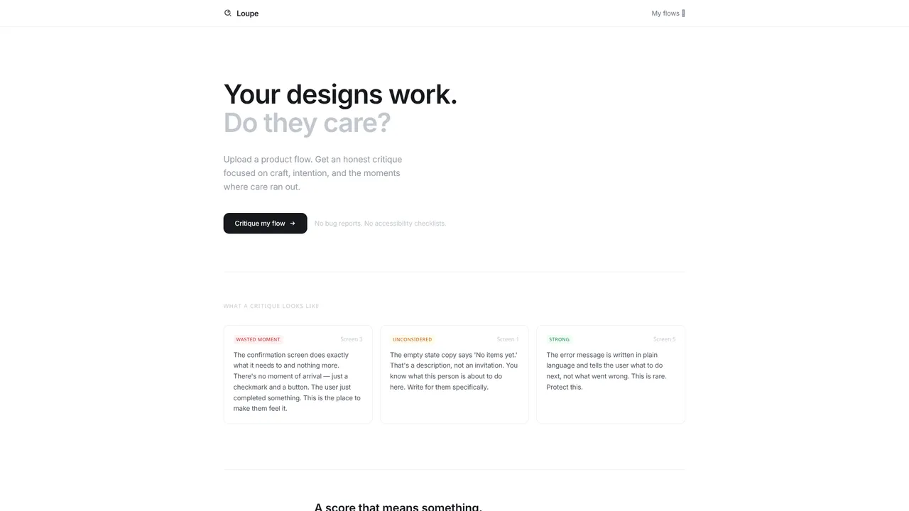 Screenshot of Loupe - AI Design Critique Partner