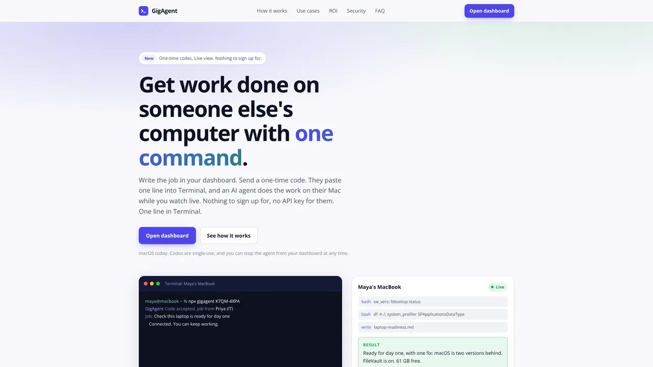 Screenshot of Gigagent