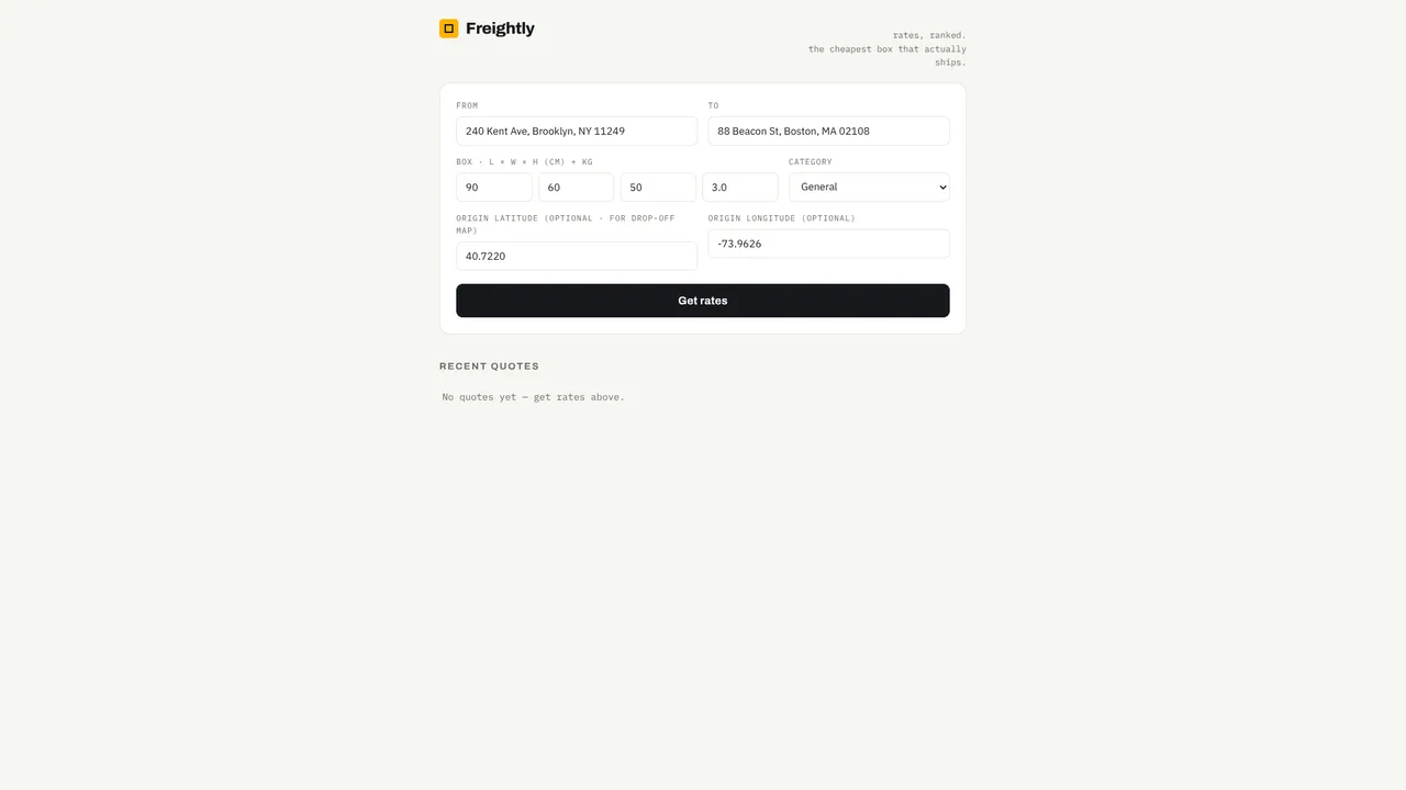 Screenshot of freightly