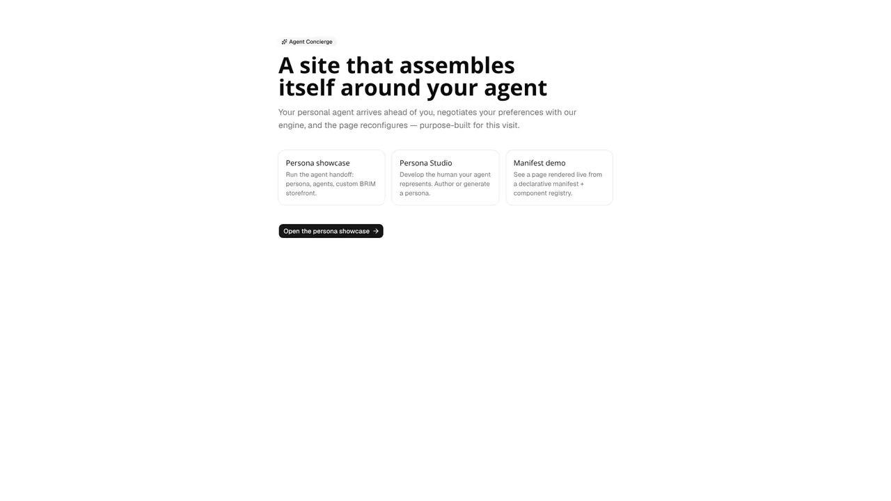 Screenshot of BRIM - The Agent Driven Storefront